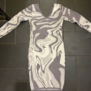 Fashion Nova Gray Bodycon Long Sleeve Dress